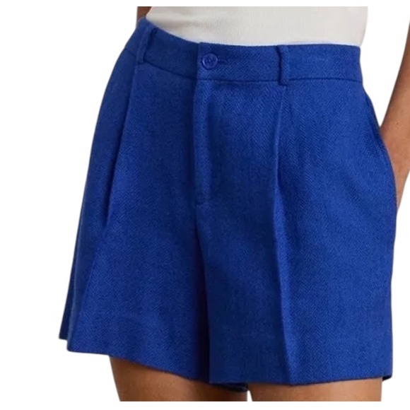 H&M Pants - H&M Linen Blend Pleated Shorts - Blue Size 10